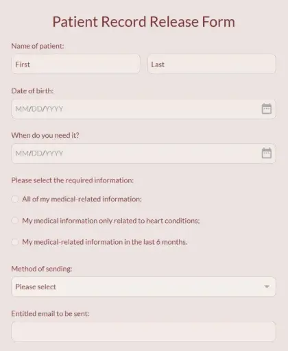 Temporary Patient Record Form